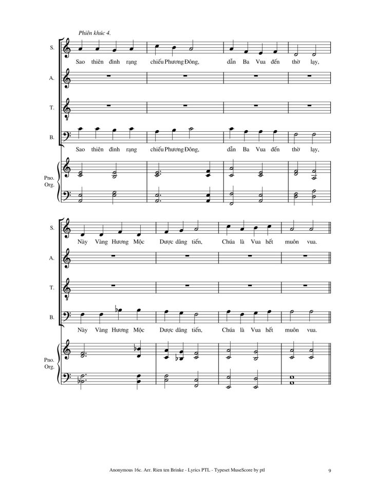 Page 9 of the piano sheet music PDF – Vui Lên Nào (4 bè SATB, GAUDETE) by Giang Tâm