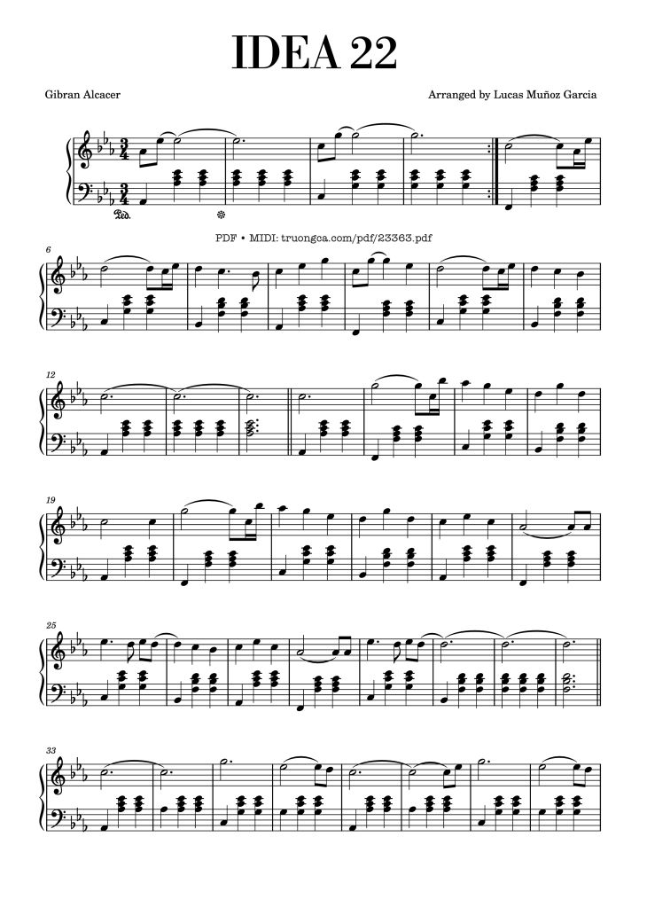 Page 1 of the piano sheet music PDF – Idea 22 Sheet Piano by Gibran Alcocer