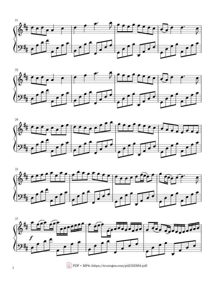 Page 2 of the piano sheet music PDF – Canon in D Sheet Piano by Lemontart