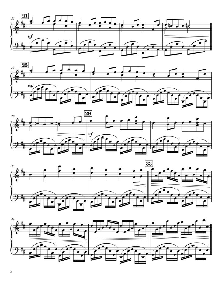 Page 2 of the piano sheet music PDF – Pachelbel