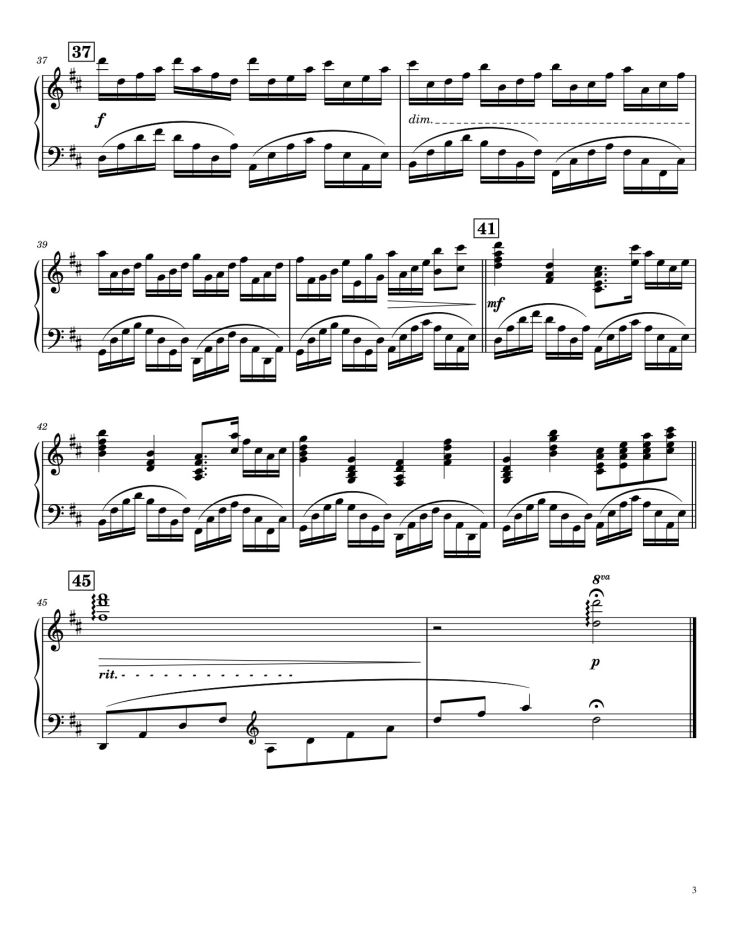 Page 3 of the piano sheet music PDF – Pachelbel