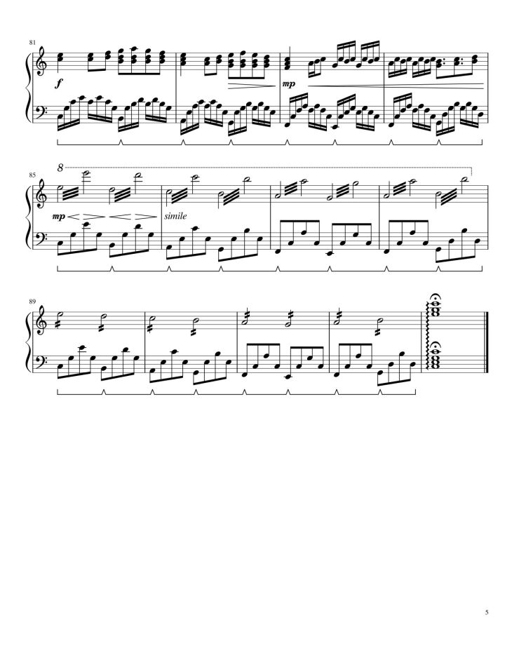 Page 5 of the piano sheet music PDF – Pachelbel Canon in C Sheet Piano by CHJC