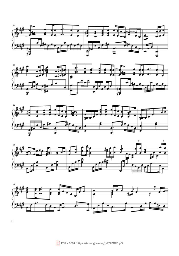 Page 2 of the piano sheet music PDF Piano – Happy New Year Sheet Piano by Tạ Quốc Vinh