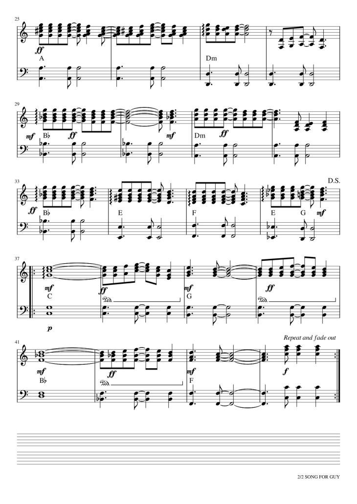 Page 2 of the piano sheet music PDF – SONG FOR GUY Sheet Piano by Elton John 1978