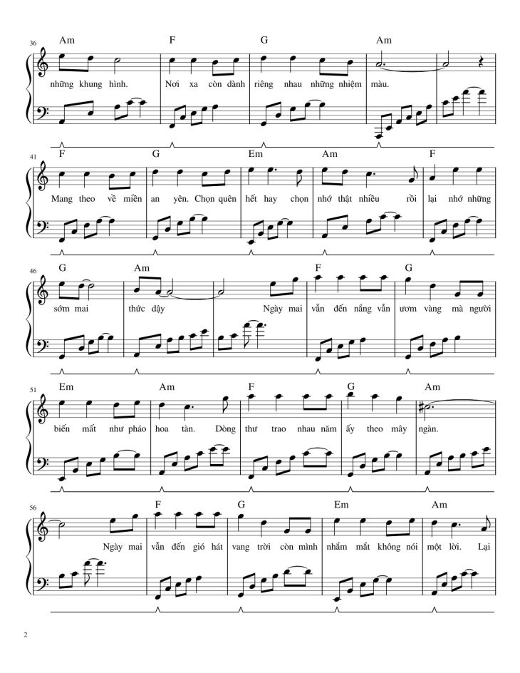 Page 2 of the piano sheet music PDF – Nhắm Mắt Thấy Mùa Hè Sheet Piano by Nguyên Hà