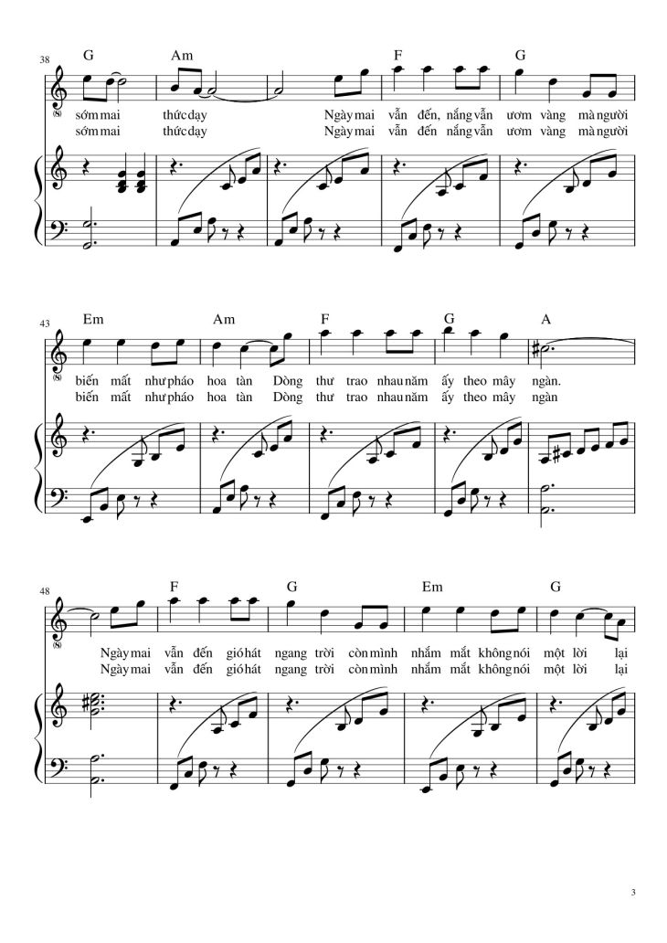 Page 3 of the piano sheet music PDF – Nhắm Mắt Thấy Mùa Hè (đệm hát) by Nguyên Hà