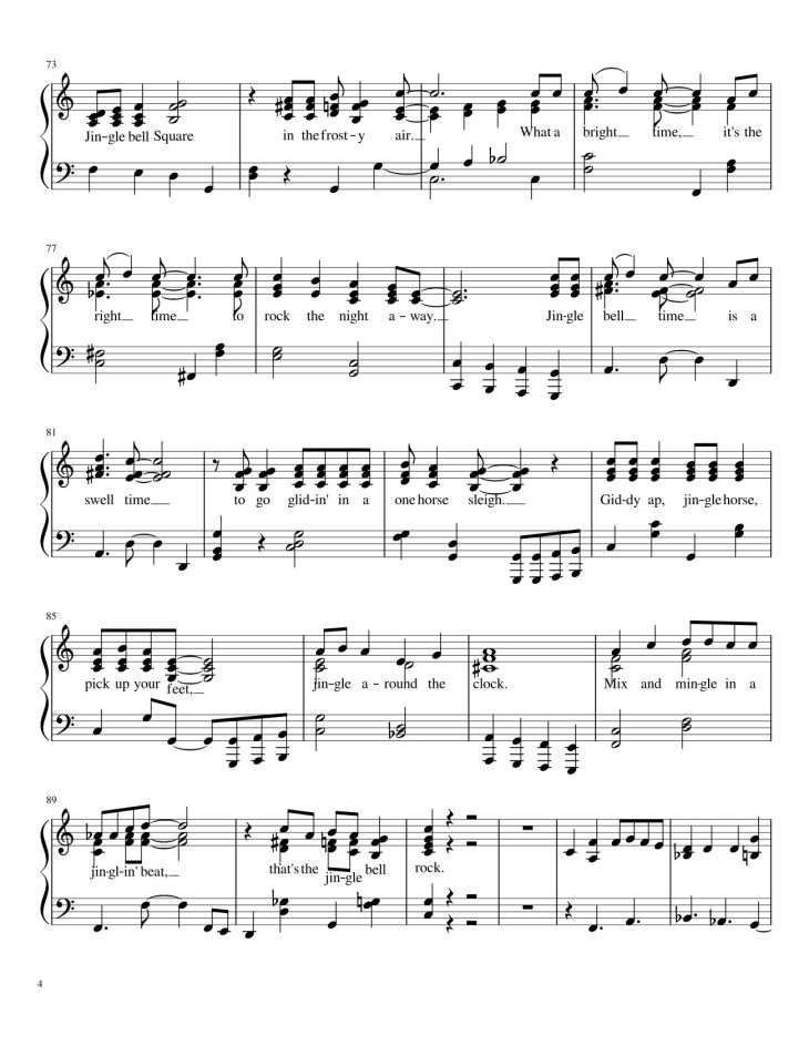 Page 4 of the piano sheet music PDF – Chirstmas Music Mashup Sheet Piano by Bapokin