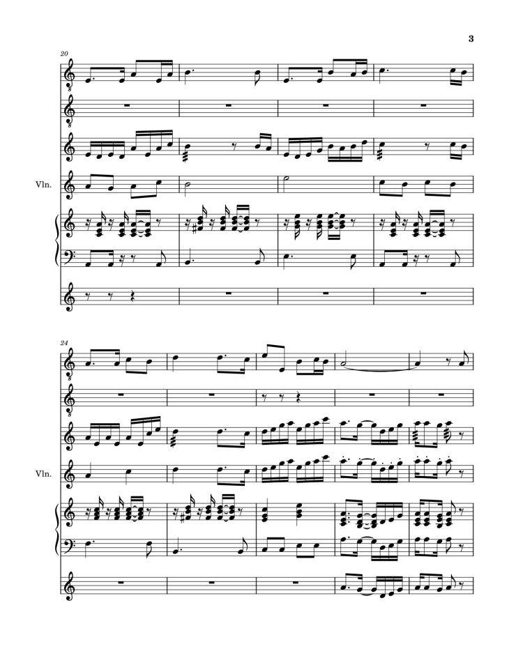 Page 3 of the piano sheet music PDF Piano Guitar Tab – Hiến Lễ Tình Yêu (hợp xướng Guitar, Harp, Violin, Piano, Xylophone) by Lm. Hoài Bắc