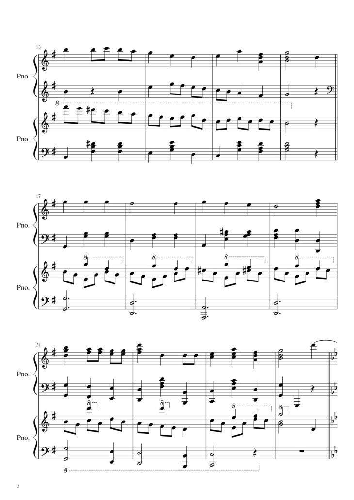 Page 2 of the piano sheet music PDF – We Wish You  A Merry Christmas Sheet Piano by Hazel Nguyen