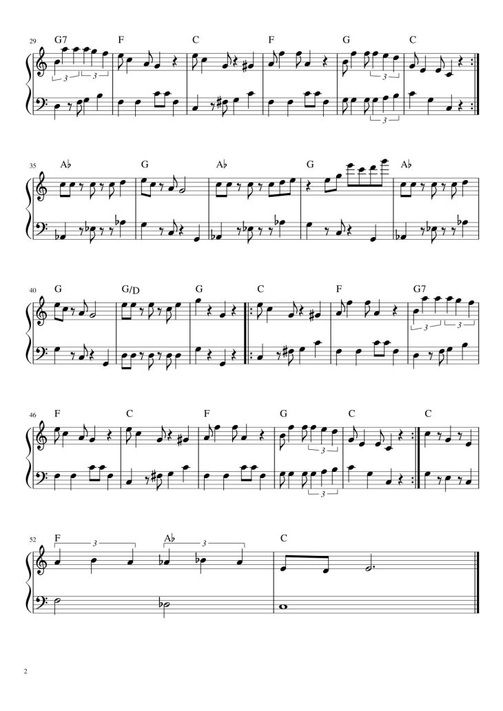 Page 2 of the piano sheet music PDF – Super Mario Bros. : Main Theme Sheet Piano by WildMojarras