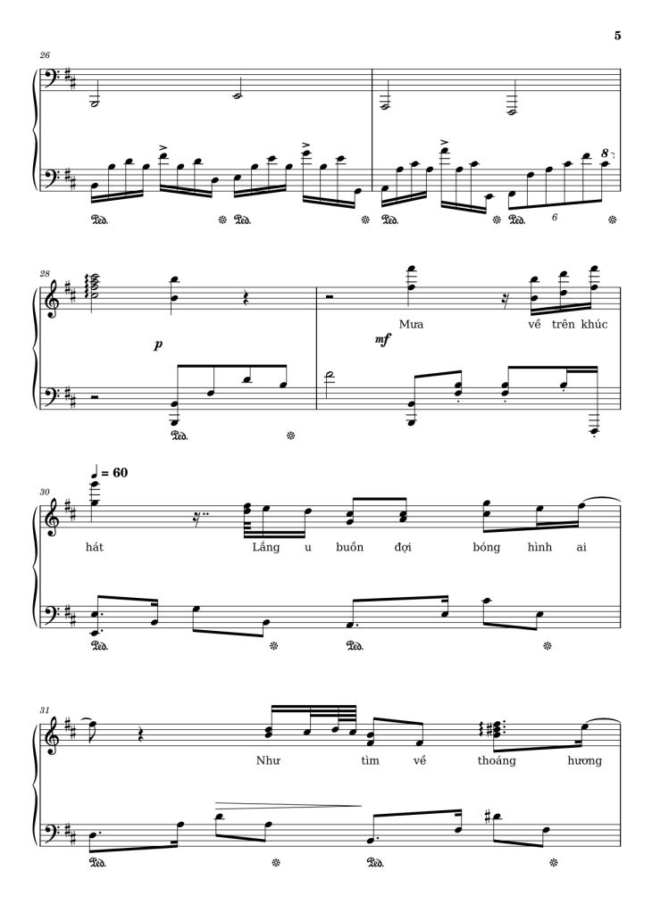 Page 5 of the piano sheet music PDF – Phố xa Sheet Piano by Lê Quốc Thắng