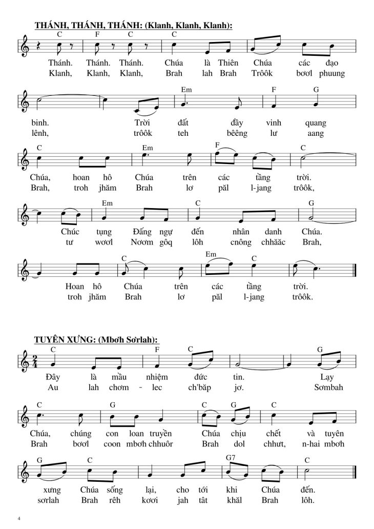 Page 4 of the piano sheet music PDF – Bộ Lễ Tây Nguyên by Hải Nguyễn