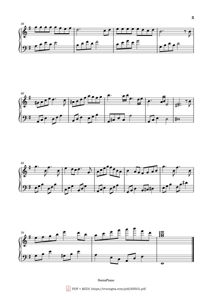 Page 3 of the piano sheet music PDF Piano – A Town With An Ocean View Piano (Easy) by Joe Hisaishi