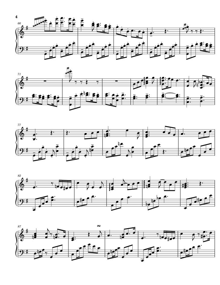 Page 4 of the piano sheet music PDF – A town with an ocean view - Joe Hisaishi Sheet Piano by Joe Hisaishi