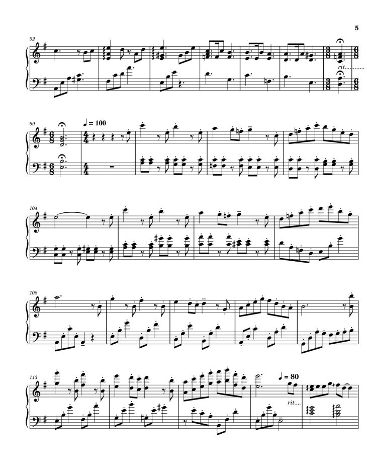 Page 5 of the piano sheet music PDF – A town with an ocean view - Joe Hisaishi Sheet Piano by Joe Hisaishi