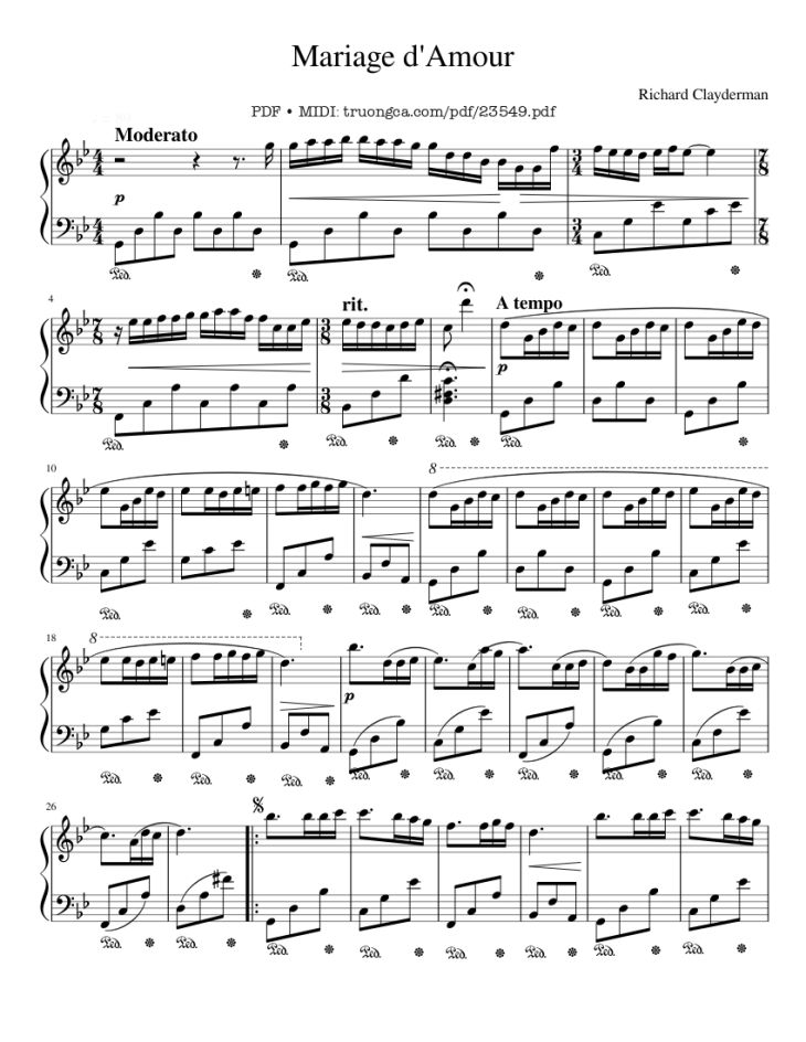 Page 1 of the piano sheet music PDF – Mariage d