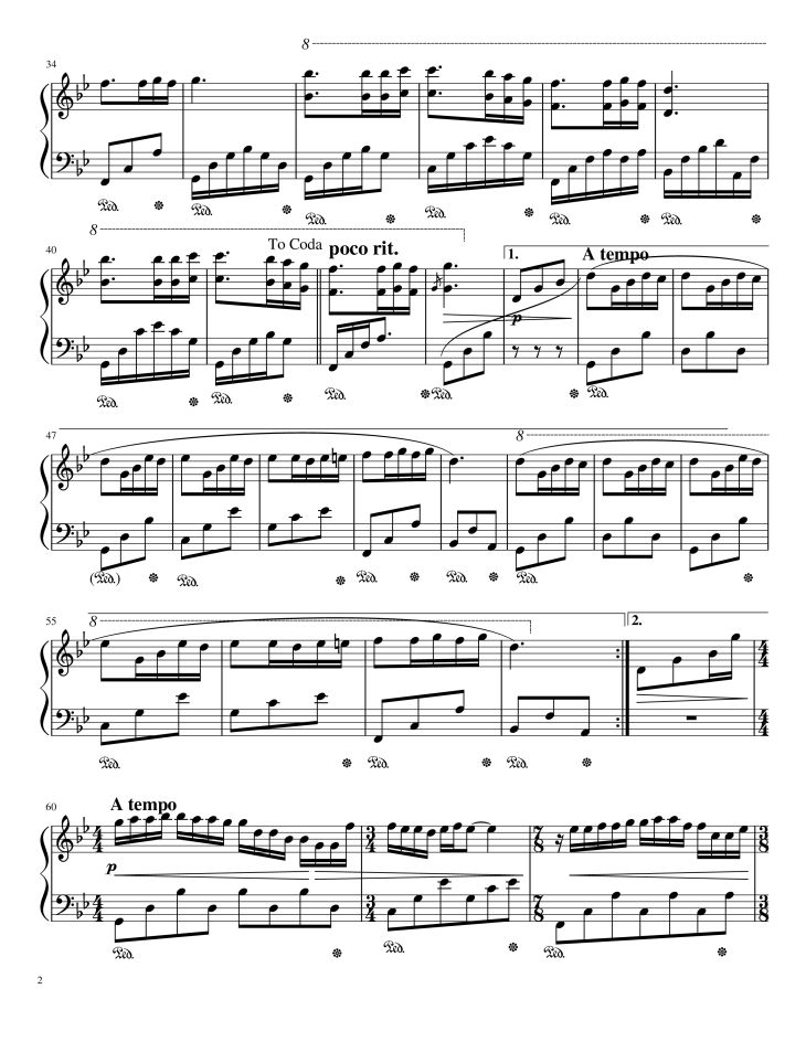 Page 2 of the piano sheet music PDF – Mariage d