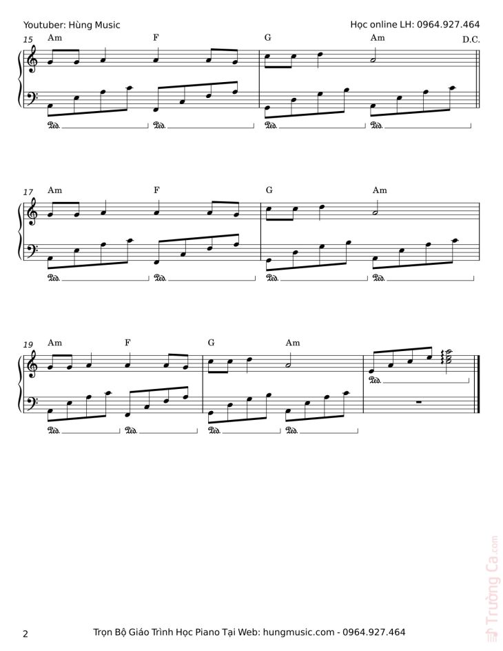 Page 2 of the piano sheet music PDF Piano – Khúc Hát Mừng Sinh Nhật Sheet Piano by Phan Đình Tùng