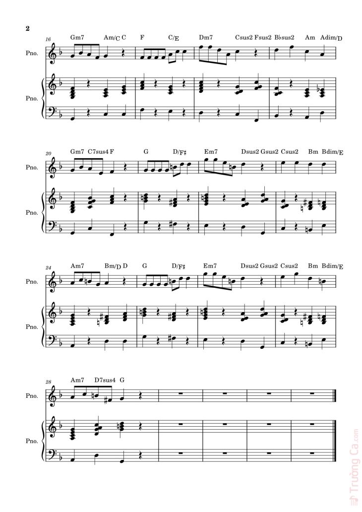 Page 2 of the piano sheet music PDF – Đi về nhà Sheet Piano by SummitMusical