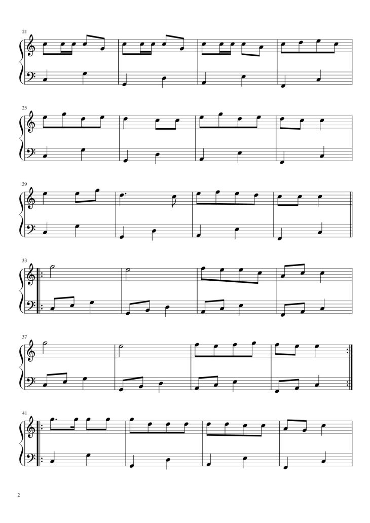 Page 2 of the piano sheet music PDF – Bống Bống Bang Bang Sheet Piano by PhucMusic