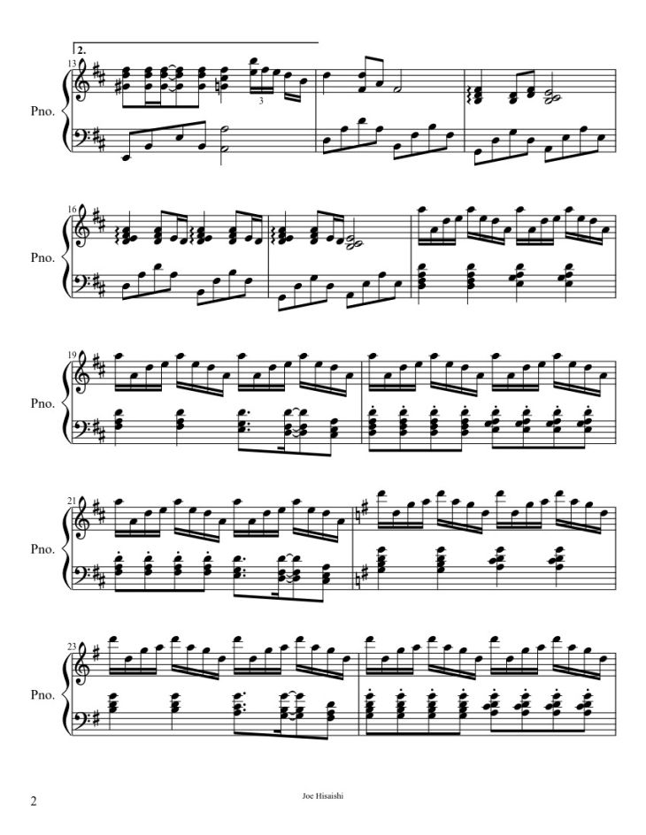 Page 2 of the piano sheet music PDF – Summer (Joe Hisaishi) Sheet Piano by Joe Hisaishi