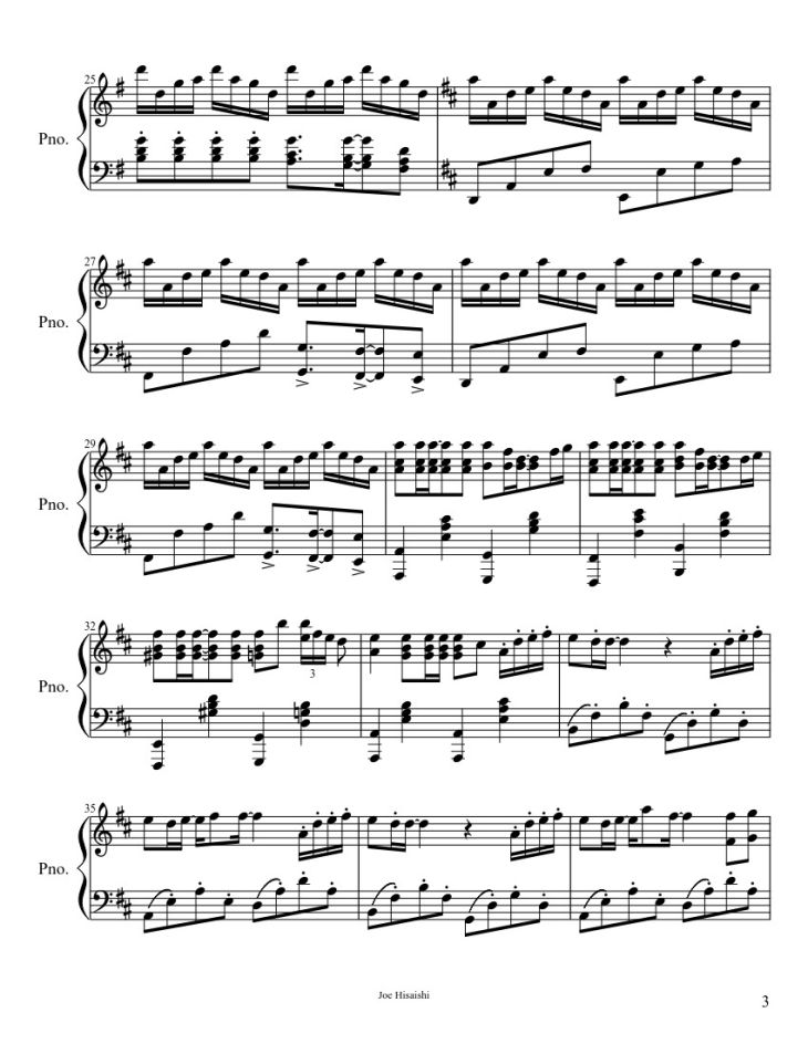 Page 3 of the piano sheet music PDF – Summer (Joe Hisaishi) Sheet Piano by Joe Hisaishi