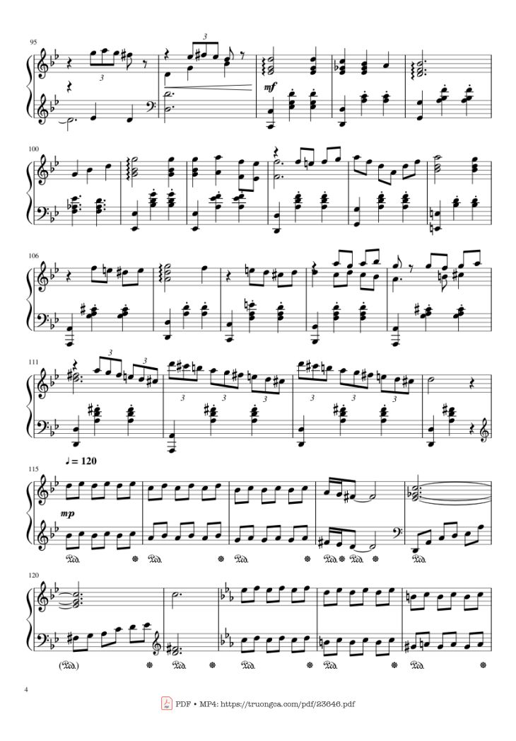 Page 4 of the piano sheet music PDF – Howl