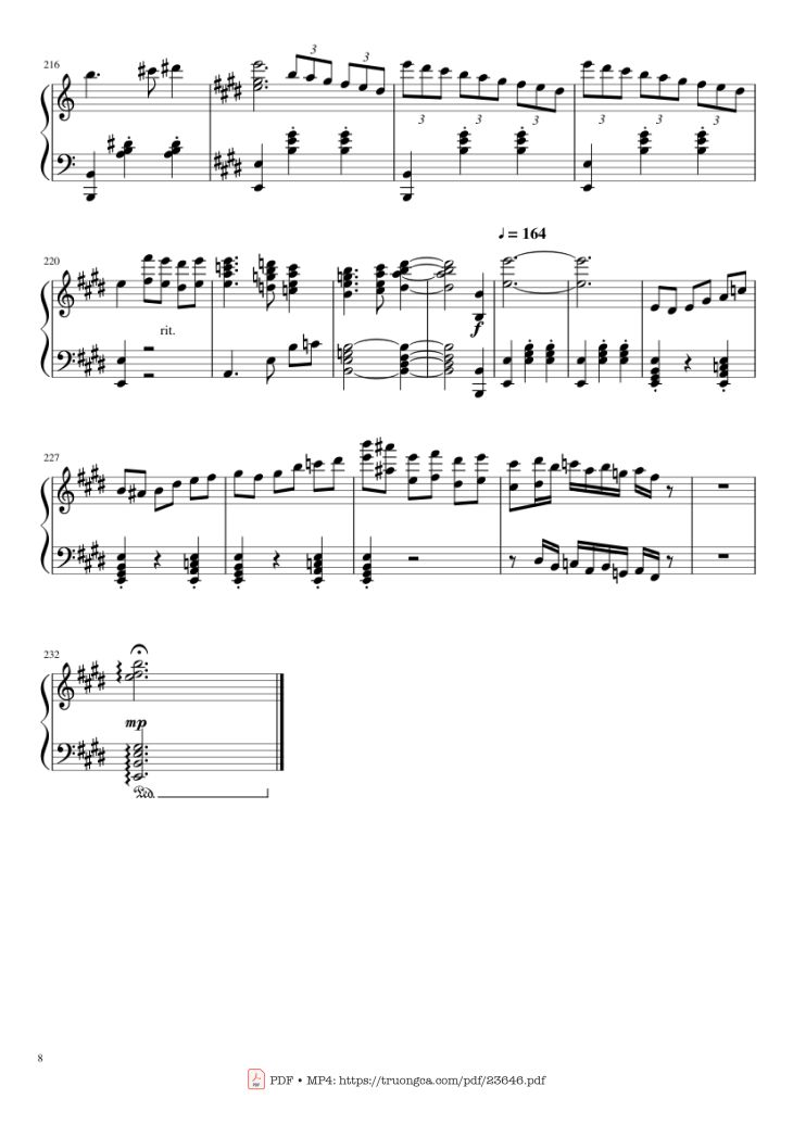 Page 8 of the piano sheet music PDF – Howl