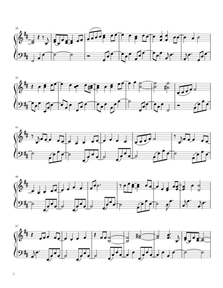 Page 2 of the piano sheet music PDF – Mary Did You Know Sheet Piano by Techdude