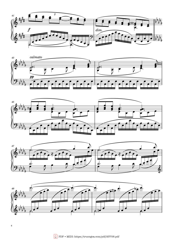 Page 4 of the piano sheet music PDF – Clair de Lune Sheet Piano by Claude Debussy