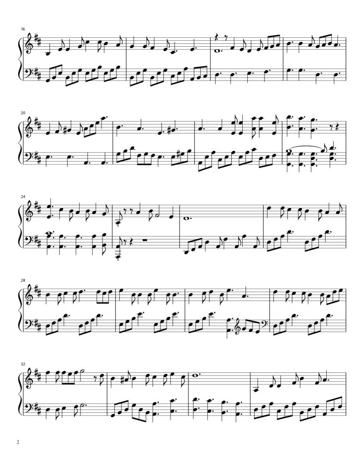 Page 2 of the piano sheet music PDF – Doraemon no Uta Sheet Piano by Vũ Dũng
