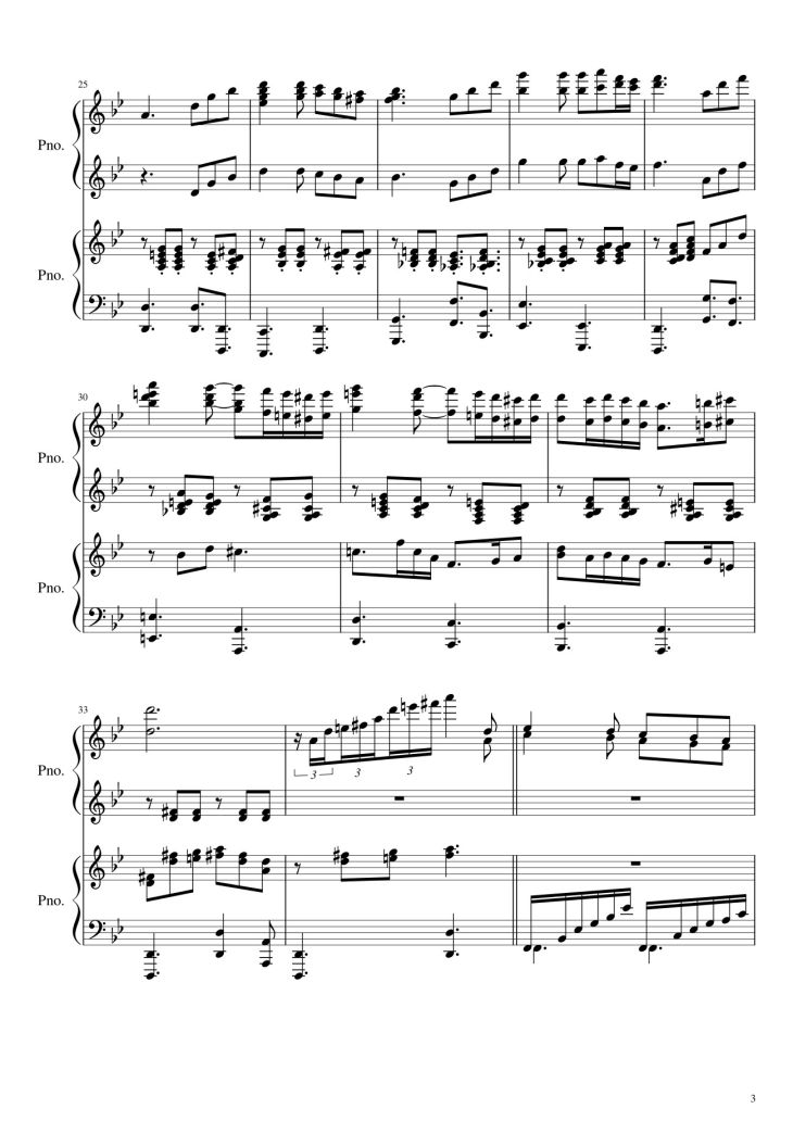 Page 3 of the piano sheet music PDF – Howl