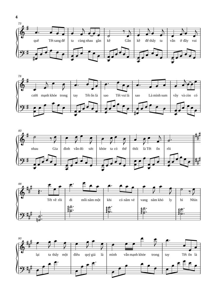 Page 4 of the piano sheet music PDF – TẾT ỔN RỒI Sheet Piano by  Bùi Công Nam