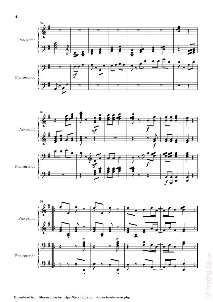 Page 4 of the piano sheet music PDF – Ngày tết quê em Sheet 2 Piano by Từ Huy
