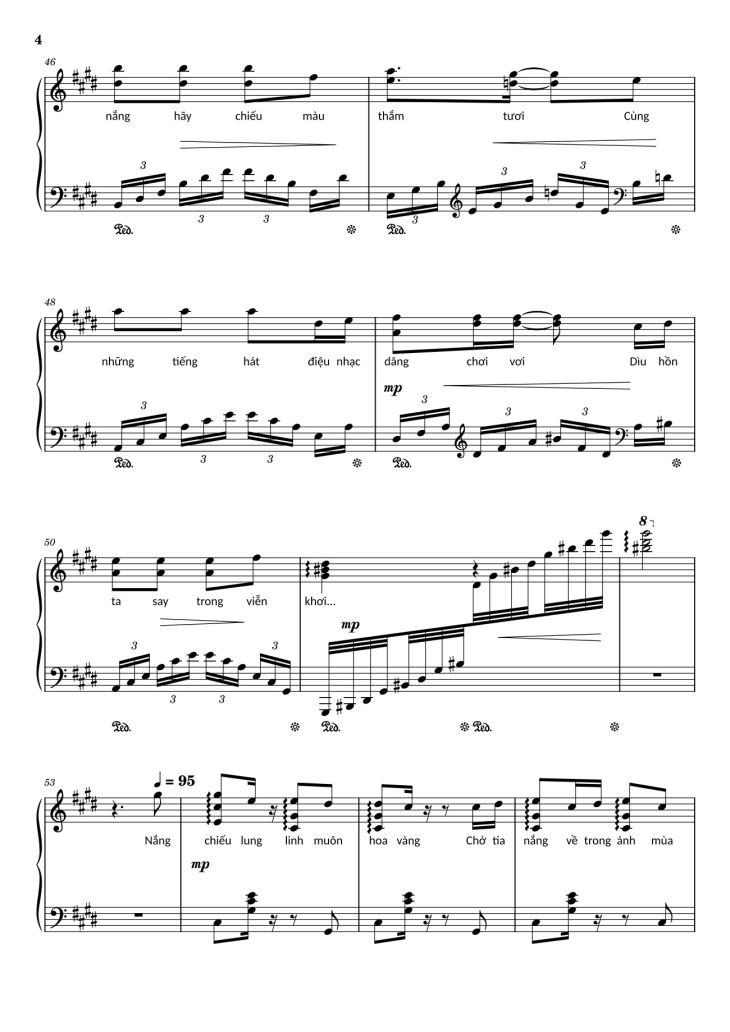 Page 4 of the piano sheet music PDF – Điệp khúc mùa xuân Sheet Piano (C♯m) by Quốc Dũng