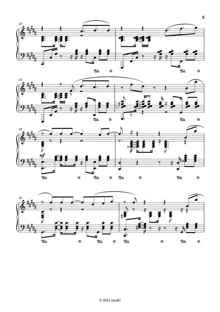 Page 3 of the piano sheet music PDF Piano – EVERBLUE -  Blue Period OP by ItzaKi