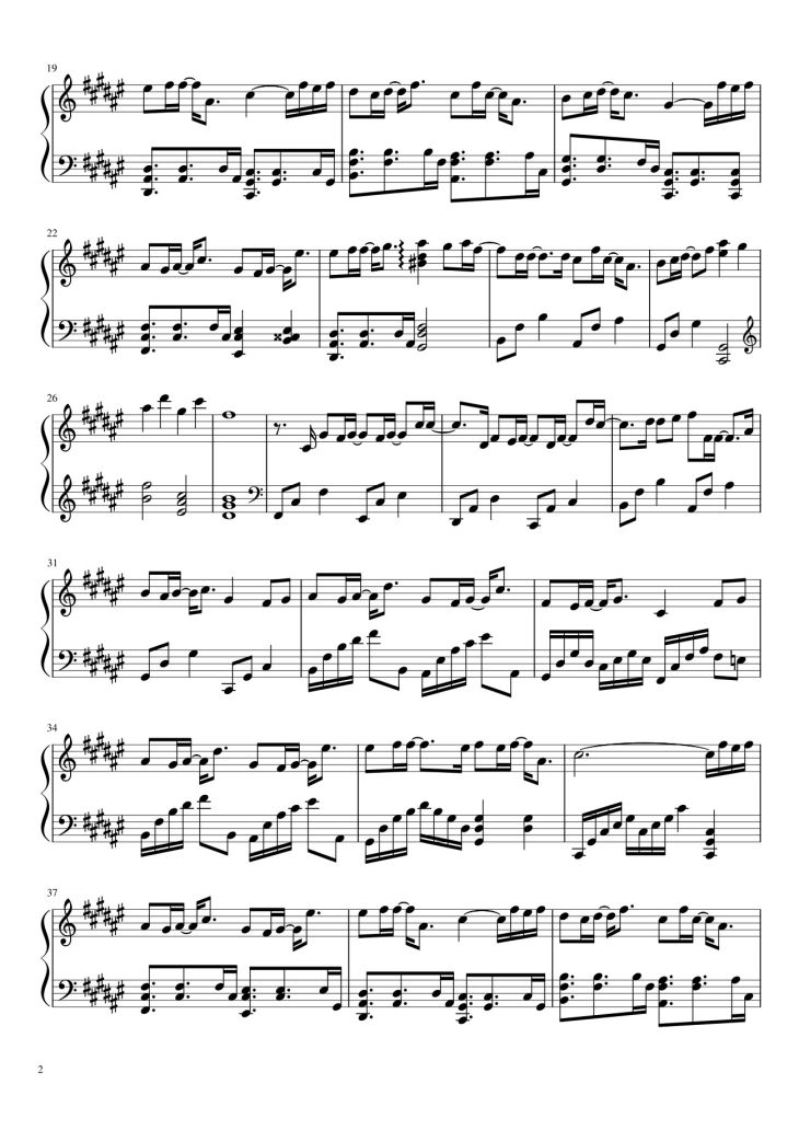 Page 2 of the piano sheet music PDF – 想见你想见你想见你 Sheet Piano by IiLiniesta