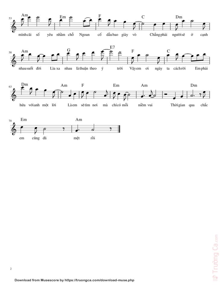 Page 2 of the piano sheet music PDF – Thuận theo ý trời by Nov103