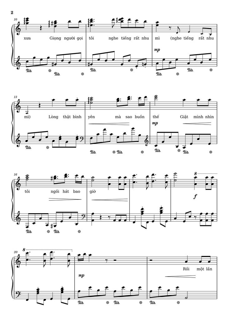 Page 2 of the piano sheet music PDF – Bên đời hiu quạnh Sheet Piano by Trịnh Công Sơn