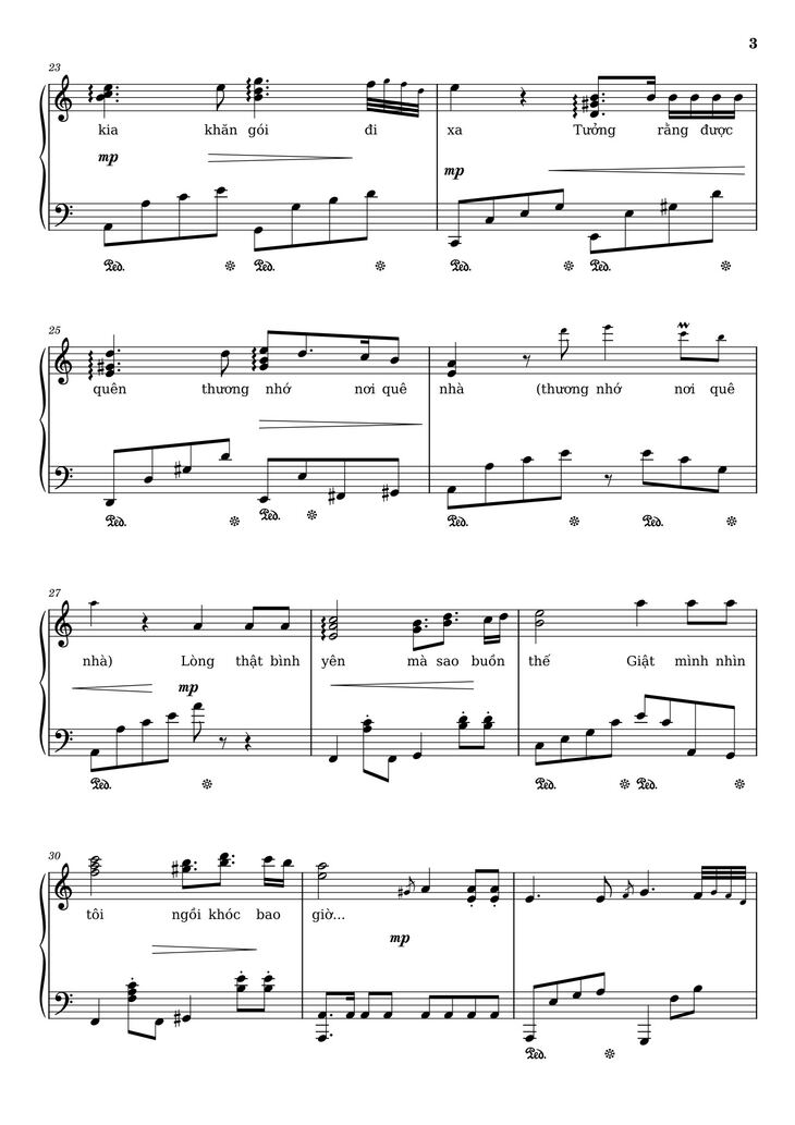 Page 3 of the piano sheet music PDF – Bên đời hiu quạnh Sheet Piano by Trịnh Công Sơn