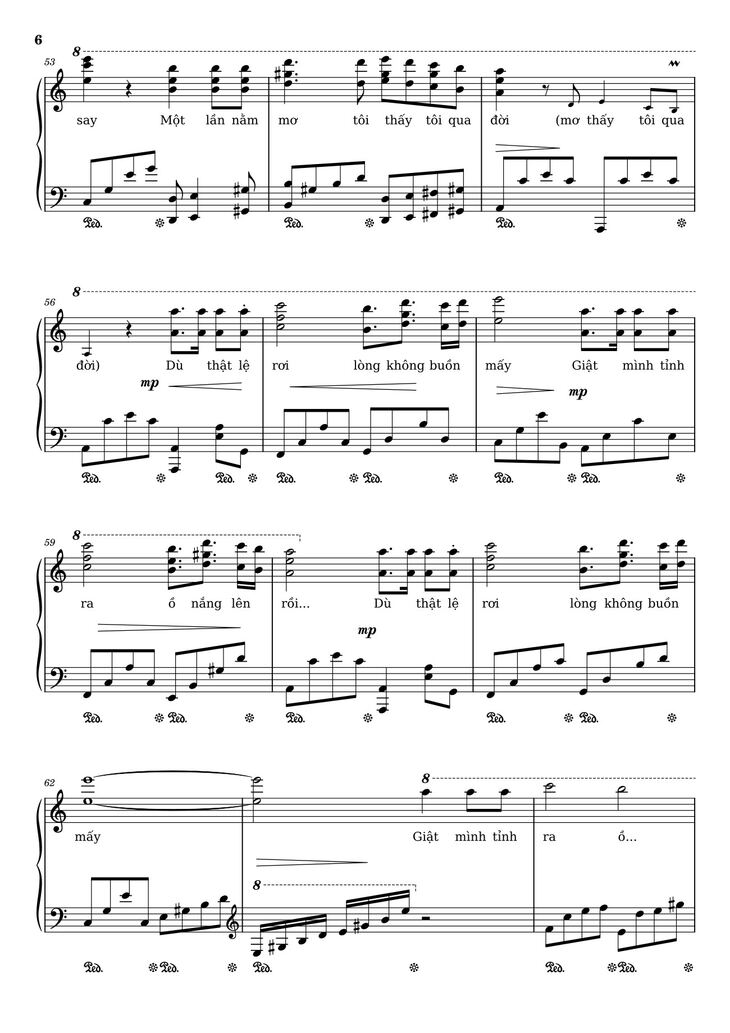 Page 6 of the piano sheet music PDF – Bên đời hiu quạnh Sheet Piano by Trịnh Công Sơn
