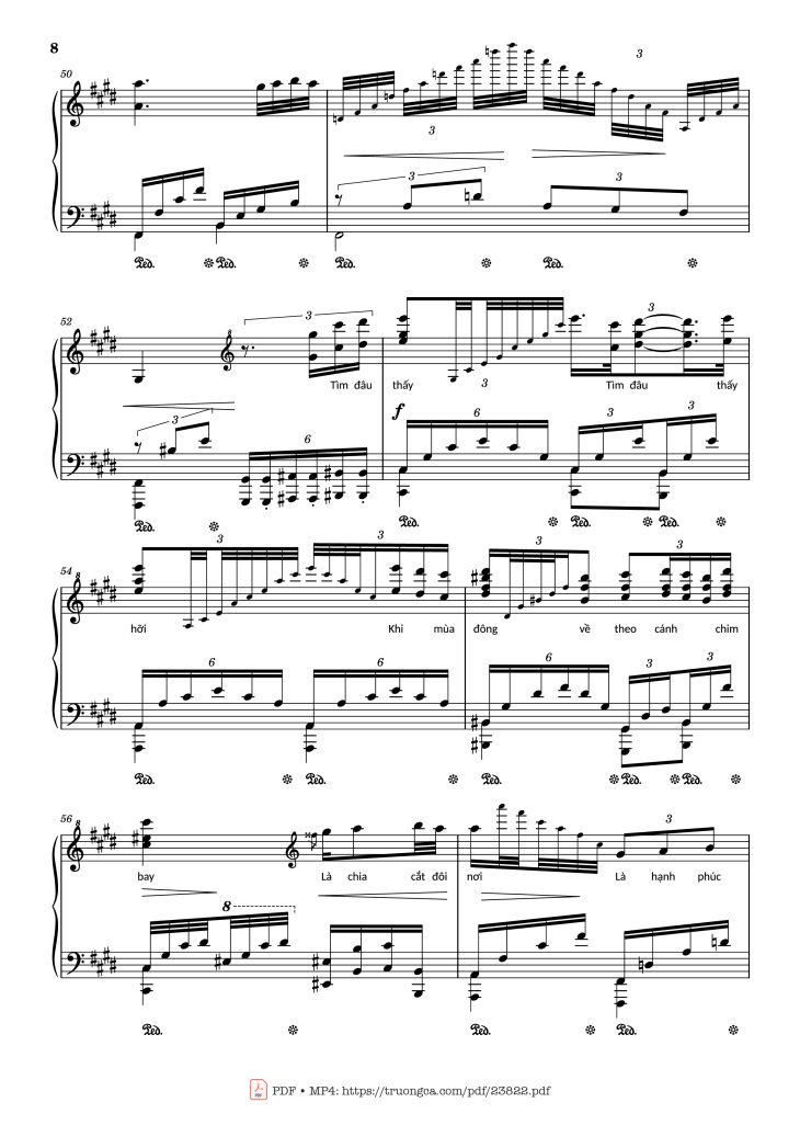Page 8 of the piano sheet music PDF – Riêng một góc trời Sheet Piano by Ngô Thụy Miên