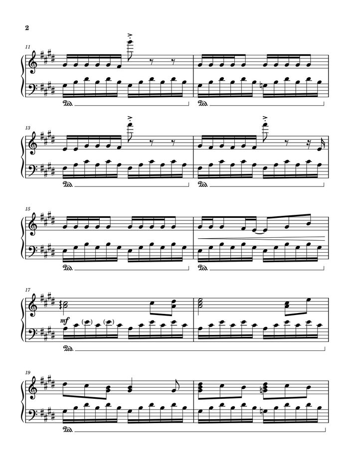 Page 2 of the piano sheet music PDF – Golden Hour JVKE Sheet Piano by Laurengrout