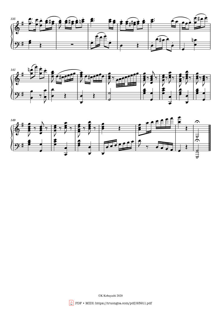 Page 5 of the piano sheet music PDF – Joy to the World! The Lord is come Sheet Piano by Lowell Mason