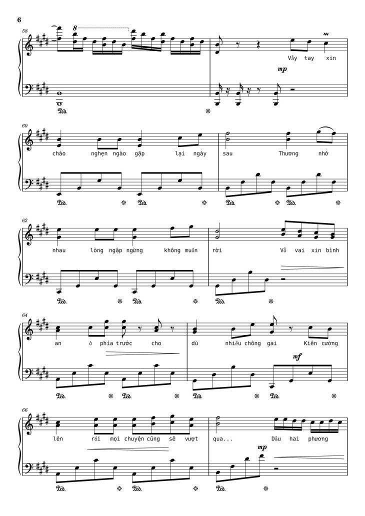 Page 6 of the piano sheet music PDF – Như ngày hôm qua Sheet Piano by Ngo_Duong_Hoang_An