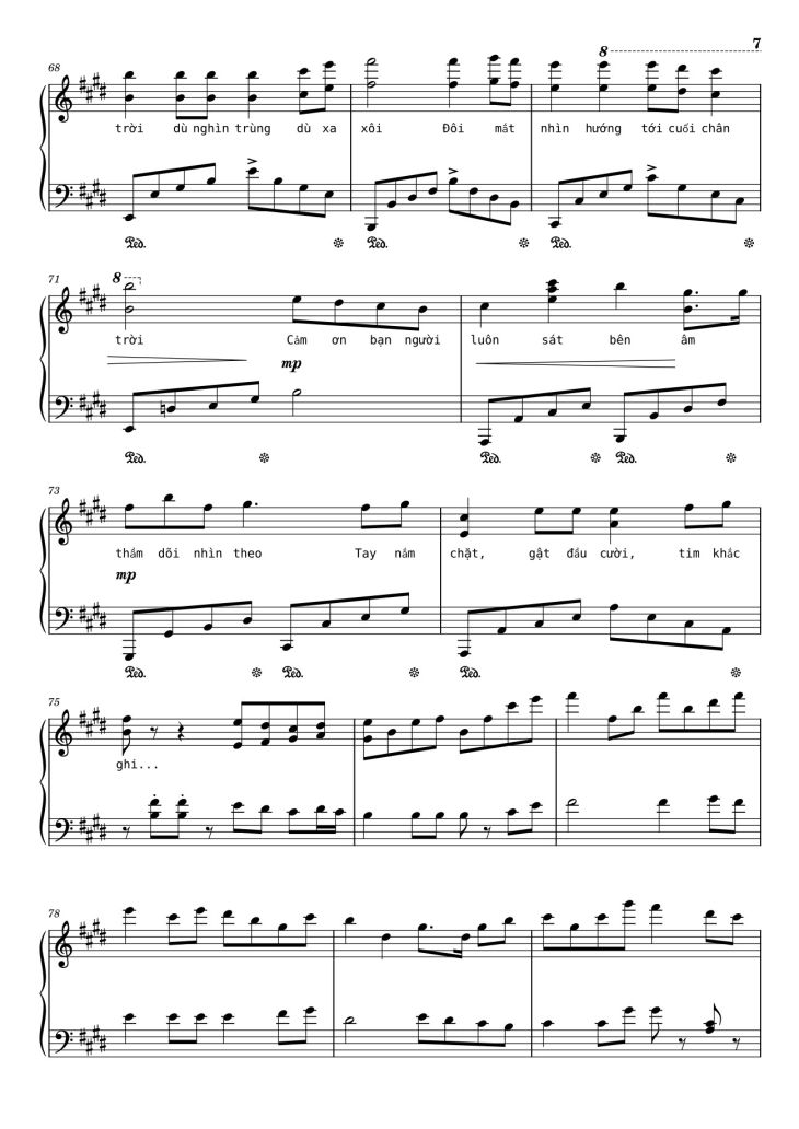 Page 7 of the piano sheet music PDF – Như ngày hôm qua Sheet Piano by Ngo_Duong_Hoang_An