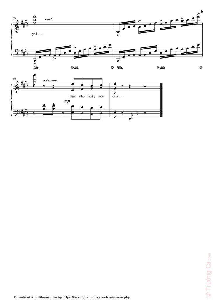 Page 9 of the piano sheet music PDF – Như ngày hôm qua Sheet Piano by Ngo_Duong_Hoang_An