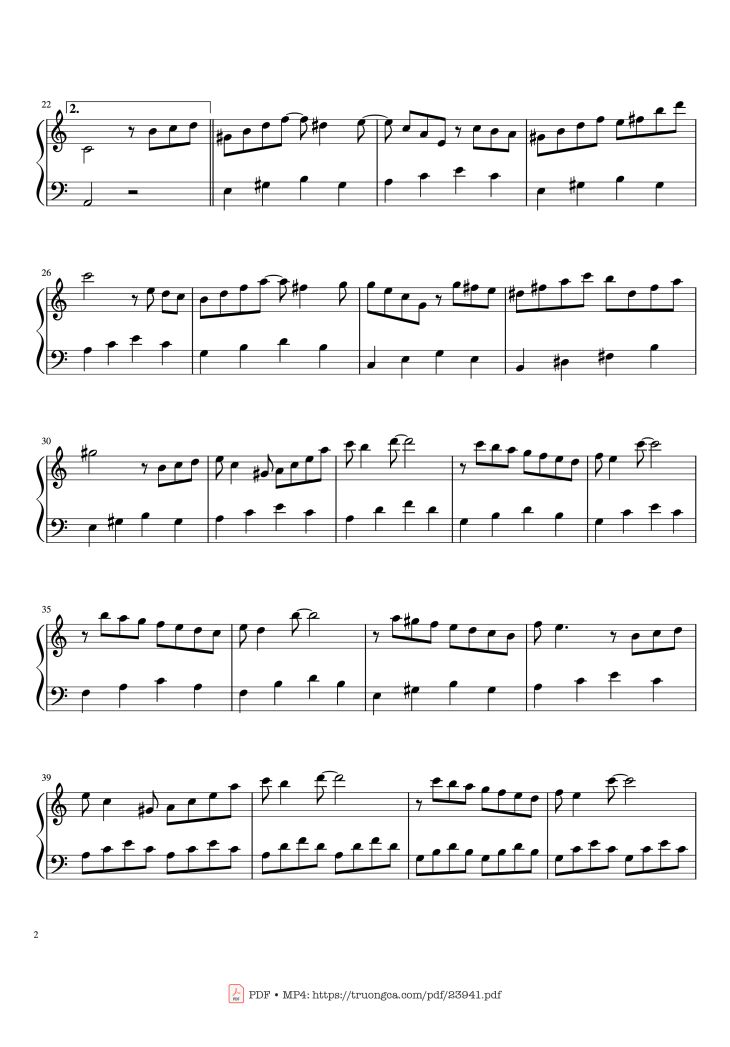 Page 2 of the piano sheet music PDF – Toccata P. Mauriat ease Sheet Piano by Copperfield
