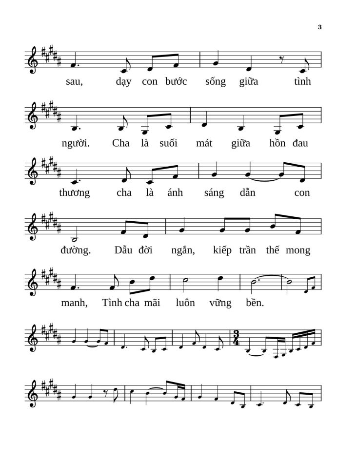 Page 3 of the piano sheet music PDF – Công ơn cha by Anmai