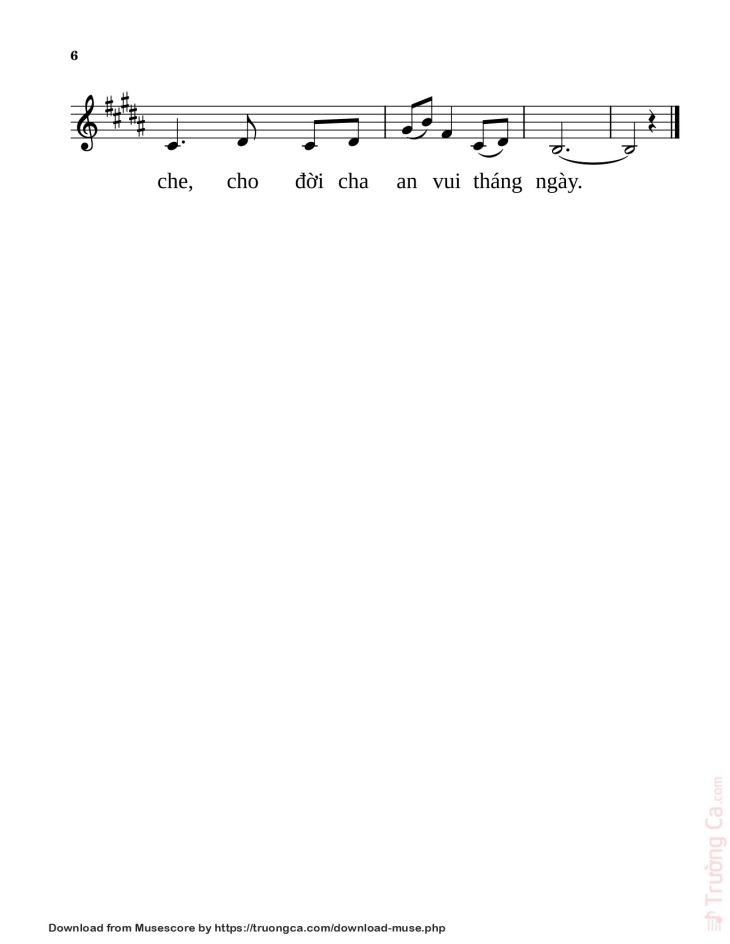 Page 6 of the piano sheet music PDF – Công ơn cha by Anmai